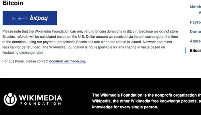 Wikipedia werkt samen met Bitpay en accepteert nu Bitcoin en