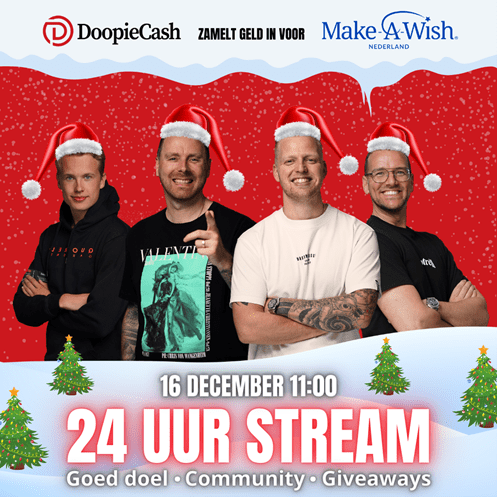 DoopieCash 24-uur livestream voor Make-A-Wish Nederland start nu!