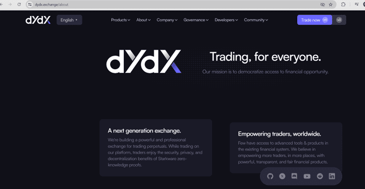 De missie van cryptobeurs dYdX.