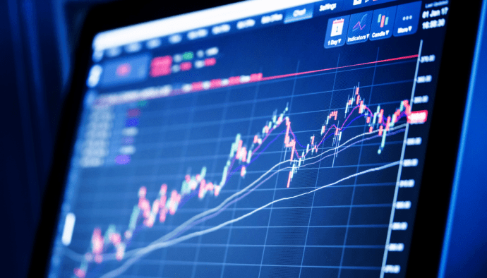 Computer scherm met een analyse van Bitcoin