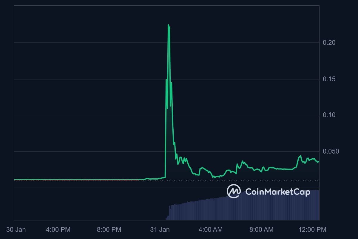 Toen het nieuws naar buiten kwam, schoot MUSK IT flink omhoog. Bron: CoinMarketCap.