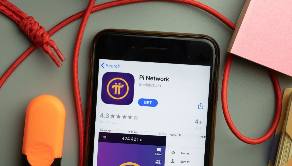 Een afbeelding van de pi network app op de app store van een mobiele telefoon