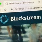 Een tabblad op een webbrowser op een Apple computer of laptop met daarop de site van bitcoin gigant Blockstream