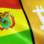 Foto van vlag van Bolivia en Bitcoin logo