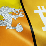 Vlag van Bhutan met Bitcoin logo