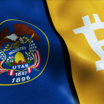 Vlag van Utah en Bitcoin logo