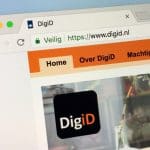 DigiD website met oranje menu en logo