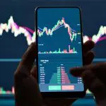 crypto trading en grafiek op een smartphone