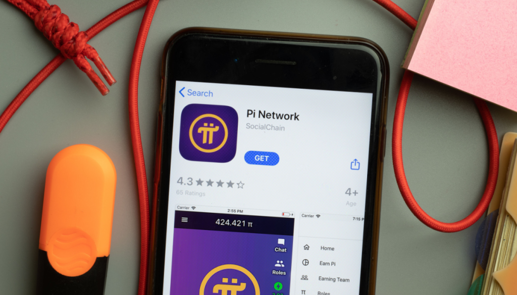 De Pi Network app op een telefoon zichtbaar.